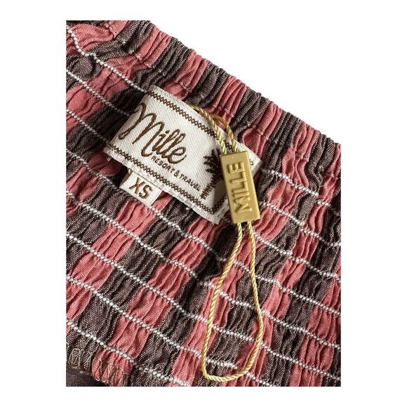 Mille Jane Size XS • Resort & Travel Mini Dress in Pink Gray Stripe Puff Sleeve - Picture 13 of 15